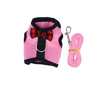 GREENADSCAPE Cute Bow Design Small Animal Harness Lightweight Mesh Vest Lead Rabbit Harness Leash Guinea Pig Outfits Pet Supplies