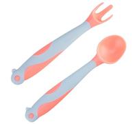 GREENADSCAPE Cutlery Fork and Spoon Led Weaning Spoons Soft Silicone Utensils Safe for Feeding Portable