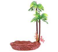 GREENADSCAPE Decorative Reptile Dish Natural Color Tortoise Water Bowl and Food Holder for Snakes Lizards and Turtles Design Smooth for Reptile Habitats