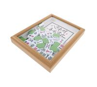 GREENADSCAPE DIY Mahjong Tile Picture Frame Wood Shadow Box with Traditional Chinese Art Creative Mahjong Tiles Desktop Holder for Home Living Room Bedroom Decor Cultural Craft Gift