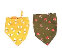 GREENADSCAPE Dog Cat Bandanas Set 2pcs Triangular Scarves Bee Mushroom for Pet Parties Outfits