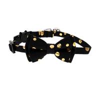 GREENADSCAPE Elegant Gold Leopard Print Double Bowknot Cat Collar Detachable Safety buckle Stylish Pet Bowtie Collar for Christmas