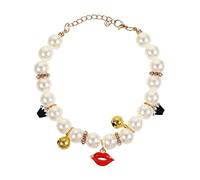 GREENADSCAPE Elegant Pet Collar Cat Dog Braided Collar Pearl Chain Fashion Pet Jewelry Safe Comfortable Adjustable Size