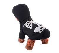 GREENADSCAPE Glow The Dark Skeleton Dog Costume for Halloween Skull Pattern Pet Clothes for Costume Parties Parades and Daily Wear Lightweight Breathable Machine Washable for Small Dogs and