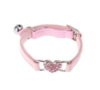 GREENADSCAPE Peach Heart PET Collar Adjustable Velvet Dog and Cat Collar Rhinestones Light Pink Suitable for Small to Medium Pets