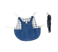 GREENADSCAPE Portable Rabbit Harness and Leash Set Escaping Bunny Leash for Small Pets Chic Jeans and Plaid Design for Walking and Outdoor Adventures