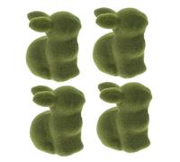 GREENADSCAPE Rabbit Art Miniature Statues 4pcs Flocked Bunny Garden Decor Easter Bunny Party and Garden Decoration