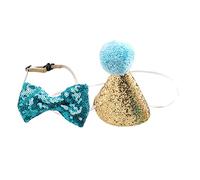 GREENADSCAPE Small and Medium Pet Birthday Party Tie Set Decorative Hat and Bowtie for Dogs and Cats for Pet Celebrations Theme Parties and Photo Shoots