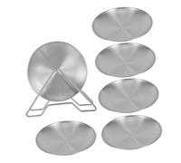 GREENADSCAPE Stainless Steel Round Plates with Stand Reusable Dinner Serving Platters for Appetizers Salads Snacks Fruit Buffet Party Camping Kitchen Use Silver