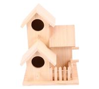 GREENADSCAPE Three Rooms Wood Bird Nest Creative Birdhouse Wide Entrance for Birds for Garden Decoration and Crafting Comfortable Living Space for Canaries and Parrots