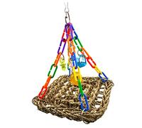 GREENADSCAPE Toys Parrot Swing Hammock Perch Small Natural Chew Toy for Budgies Cockatiels and Conures Safe Woven Design for Climbing and Exploring Fun Playground