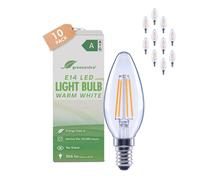 greenandco 10 x LED Filament Light Bulb | Clear | E14 C35 | 3.8W 806lm | Replaces 60W | 2700K Warm White | 320° | 230V | Flicker Free | Energy Class A | Non-dimmable