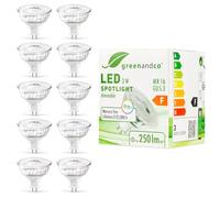 greenandco 10x CRI 90+ dimmable LED Spot | MR16 GU5.3 | 3W 250lm | 2700K Warm White | COB LED | 38° | 12V AC/DC