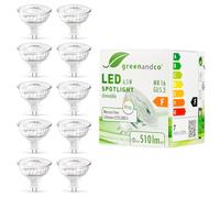greenandco 10x CRI 90+ dimmable LED Spot | MR16 GU5.3 | 6.5W 510lm | 3000K Warm White | COB LED | 38° | 12V AC/DC