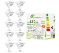 greenandco 10x CRI 90+ LED Spot | MR16 GU5.3 | 3W 270lm | 2700K Warm White | COB LED | 38° | 12V AC/DC | not dimmable