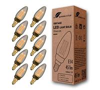 greenandco 10x Vintage Design LED Bulb for Mood Lighting | E14 C35 | Smoke | 2W 45lm | 1800K Extra Warm White | 320° | 230V | Flicker-Free | Non-dimmable | Edison Bulb