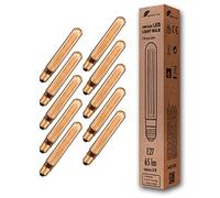 greenandco 10x Vintage Design LED Bulb for Mood Lighting | E27 T30 | Amber | 2W 65lm | 1800K Extra Warm White | 320° | 230V | Flicker-Free | Non-dimmable | Edison Bulb