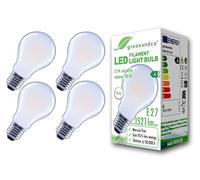 greenandco 4 x LED Filament Bulbs | Frosted | E27 A60 | 7.2W 1521lm | Replaces 100W | 6500K Cool White | 320° | 230V | Flicker Free | Energy Class A | Non-Dimmable