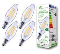 greenandco 4 x LED Filament Light Bulbs | Clear | E14 C35 | 2.2W 470lm | Replaces 40W | 2700K Warm White | 320° | 230V | Flicker Free | Energy Class A | Non-Dimmable