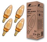 greenandco 4X Decorative Dimmable LED Vintage Light Bulb | E14 C35 | Amber | 2.3W 65lm | 1800K Extra Warm White | 320° | 230V | Flicker Free