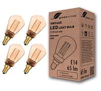 greenandco 4X Decorative Dimmable LED Vintage Light Bulb | E14 ST45 | Amber | 2.3W 65lm | 1800K Extra Warm White | 320° | 230V | Flicker Free