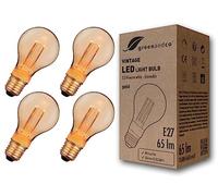 greenandco 4X Decorative Dimmable LED Vintage Light Bulb | E27 A60 | Amber | 2.3W 65lm | 1800K Extra Warm White | 320° | 230V | Flicker Free