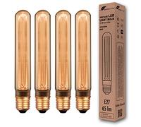 greenandco 4X Decorative Dimmable LED Vintage Light Bulb | E27 T30 | Amber | 2.3W 65lm | 1800K Extra Warm White | 320° | 230V | Flicker Free