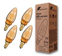 greenandco 4X Decorative LED Vintage Light Bulb | E14 C35 | Amber | 2W 65lm | 1800K Extra Warm White | 320° | 230V | Flicker Free | Not Dimmable