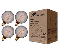 greenandco 4X Decorative LED Vintage Light Bulb | E27 G125 | Smoke | 4W 100lm | 1800K Extra Warm White | 320° | 230V | Flicker Free | Not Dimmable