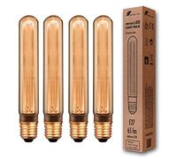 greenandco 4X Decorative LED Vintage Light Bulb | E27 T30 | Amber | 2W 65lm | 1800K Extra Warm White | 320° | 230V | Flicker Free | Not Dimmable