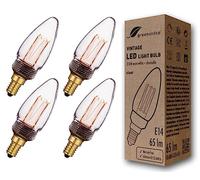 greenandco 4X dimmable E14 Vintage Bulbs C35 Clear 2.3W 65lm 1800K | Low watt light bulbs, extra warm white, 320° beam angle, 230V, flicker free, dimmable, decorative light bulbs