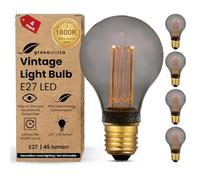 greenandco 4X E27 Vintage Light Bulbs A60 Smoke 2W 45lm 1800K | Low watt light bulbs, extra warm white, 320° beam angle, 230V, flicker free, not dimmable, E27 Vintage Bulb