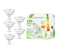 greenandco 5X CRI 90+ dimmable LED Spot | MR16 GU5.3 | 3W 250lm | 2700K Warm White | COB LED | 38° | 12V AC/DC