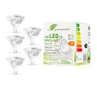 greenandco 5X CRI 90+ LED Spot | MR16 GU5.3 | 3W 270lm | 2700K Warm White | COB LED | 38° | 12V AC/DC | not dimmable