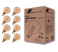 greenandco 8X Dimmable Vintage Design LED Bulb for Mood Lighting | E27 G95 | Amber | 3.5W 120lm | 1800K Extra Warm White | 320° | 230V | Flicker-Free | Edison Bulb