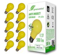 greenandco® Anti-Mosquito and Anti-Insect LED Bulb E27, Yellow, 5W, 500lm, wavelength 560-580nm, Non-dimmable, 10-Pack
