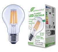 greenandco Clear LED Filament Bulb | Dimmable | E27 A60 | 7.2W 1521lm | Replaces 100W | 3000K Warm White | 320° | 230V | Flicker Free | Energy Class A