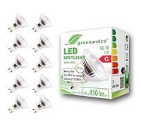 greenandco® CRI 90+ 3000K 36° LED spot Replaces 62 Watt GU10 Halogen Spotlight, 7W 450 Lumen Warm White 230V, no Flicker, not dimmable, 10-Pack