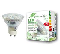 greenandco® CRI 90+ 4000K 110° LED spot Replaces 41 Watt GU10 Halogen Spotlight, 5W 350 Lumen Neutral White 230V, no Flicker, not dimmable
