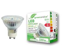 greenandco® CRI 97+ 2700K 110° LED spot Replaces 38 Watt GU10 Halogen Spotlight, 5W 320 Lumen Warm White 230V, no Flicker, not dimmable