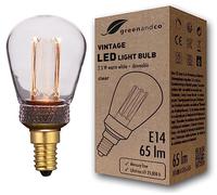 greenandco Decorative Dimmable LED Vintage Light Bulb | E14 ST45 | Clear | 2.3W 65lm | 1800K Extra Warm White | 320° | 230V | Flicker Free