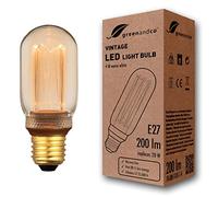 greenandco Decorative LED Vintage Light Bulb | E27 T45 | Amber | 4W 200lm | 1800K Extra Warm White | 320° | 230V | Flicker Free | Not Dimmable