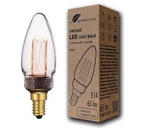 greenandco Dimmable Vintage Design LED Bulb for Mood Lighting | E14 C35 | Clear | 2.3W 65lm | 1800K Extra Warm White | 320° | 230V | Flicker-Free | Edison Bulb