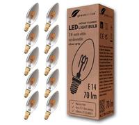 greenandco® E14 C35 LED Vintage Filament Bulb Silver Grey 2W 70lm 1800K Extra Warm White 360° 230V, no Flicker, not dimmable, 10-Pack
