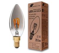greenandco® E14 C35 LED Vintage Filament Bulb Silver Grey 2W 70lm 1800K Extra Warm White 360° 230V, no Flicker, not dimmable