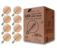 greenandco® E27 G95 LED Vintage Filament Bulb 5W Replaces 35W 400lm 2000K Extra Warm White 360° 230V, no Flicker, not dimmable, 8-Pack