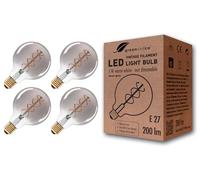 greenandco® E27 G95 LED Vintage Filament Bulb Silver Grey 5W 200lm 1800K Extra Warm White 360° 230V, no Flicker, not dimmable, 4-Pack