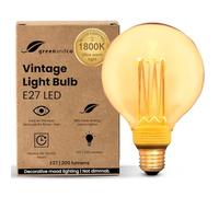 greenandco E27 Vintage Light Bulb G95 Amber 4W 200lm 1800K | E27 decorative bulb, extra warm white, 320° beam angle, 230V, flicker free, not dimmable, E27 Vintage Bulb
