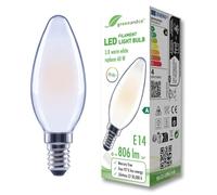 greenandco Frosted LED Filament Bulb | E14 C35 | 3.8W 806lm | Replaces 60W | 2700K Warm White | 320° | 230V | Flicker Free | Energy Class A | Non-Dimmable