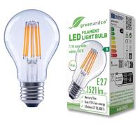 greenandco LED Filament Bulb | Clear | E27 A60 | 7.2W 1521lm | Replaces 100W | 3000K Warm White | 320° | 230V | Flicker Free | Energy Class A | Non-Dimmable